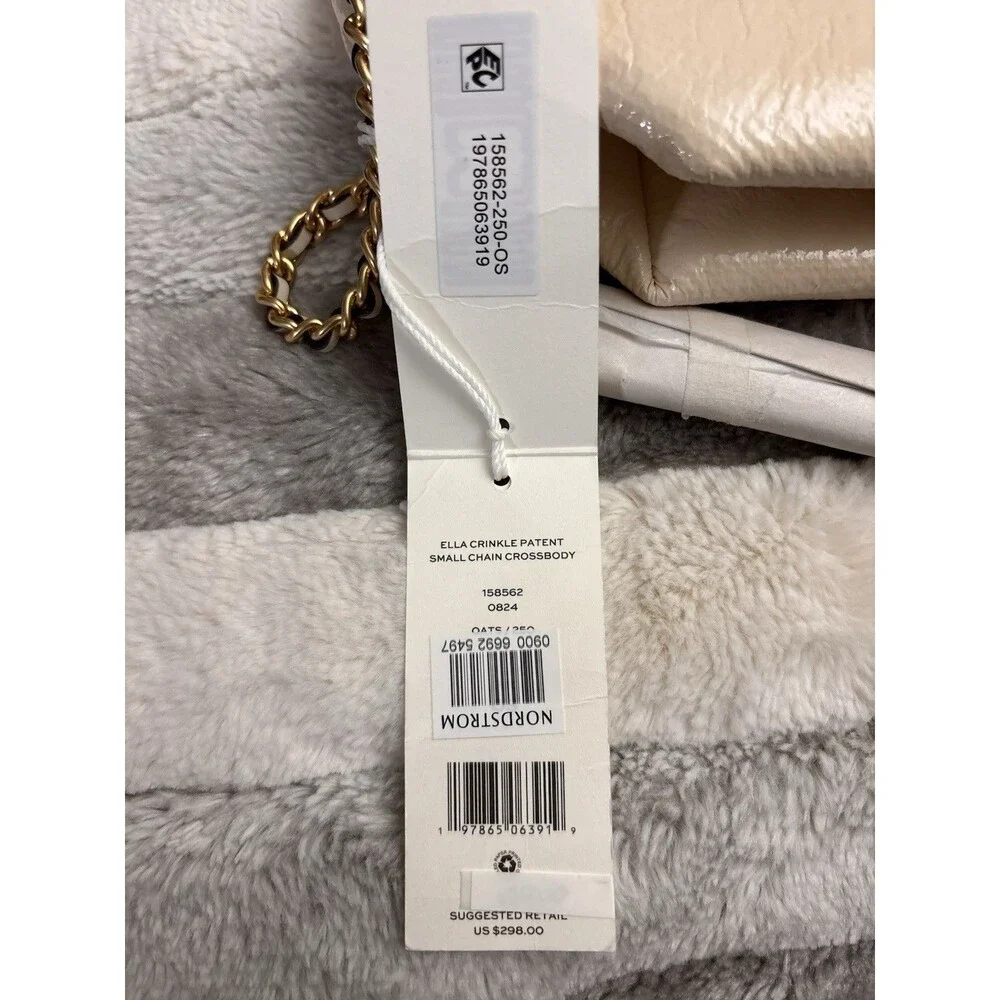 Tory Burch Small Ella Crinkle Chain Convertible Crossbody Bag Color Oats New